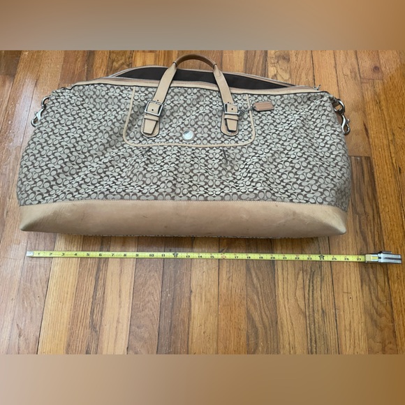 Coach Duffel F77115 Voyager Weekender Bag - Geometric Pattern & Leather Handles - Picture 7 of 9